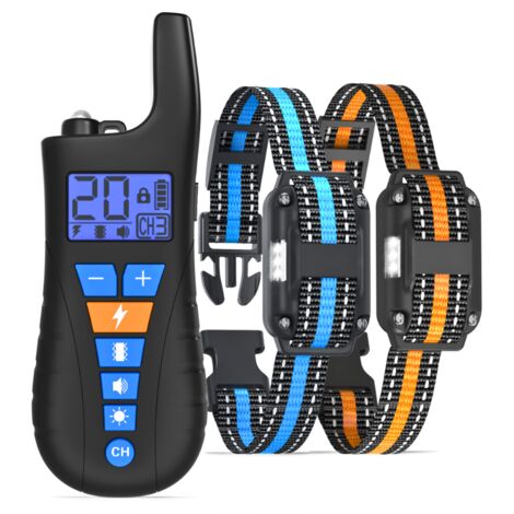 Collier de Dressage pour Chien, Rechargeable Collier Electrique pour Chien, Collier Dressage Chien avec Mode Vibration, Son, Choc Statique et Lumière, IPX67 étanche, Adapté à Tous Les Chiens
