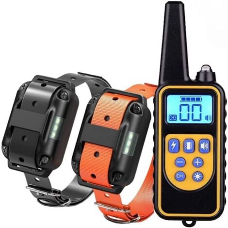 Collier De Dressage Pour Chien - Vibration Son Choc Statique Et Lumière - IPX67 - Jusqu'à 800 M De Portée - 2 Colliers