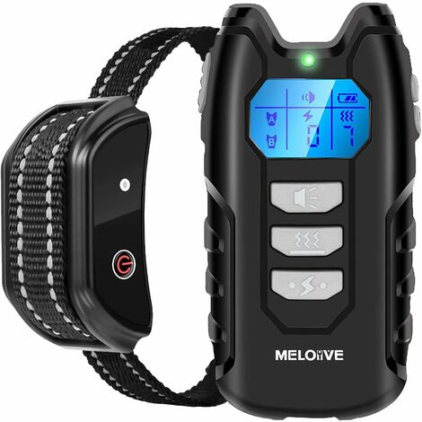 Collier de Dressage pour Chiens Rechargeable, 100% Résistant à L’Eau avec Verrouillage de Sécurité. Modes Son, Vibration, Ecran LCD Rétro-éclairé et Portée Jusqu’à 400 m.