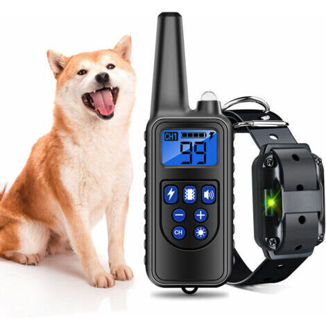 Collier de Dressage pour Chiens Rechargeable et Étanche avec Distance de 800m, Choc Electrique, Sonore noir A