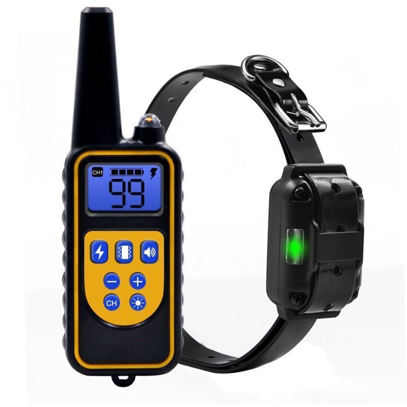 Collier de Dressage pour Chiens Rechargeable et IP67 Étanche avec Distance de 800m avec 99 Niveaux de Mode Vibration, Choc Electrique, Sonore,