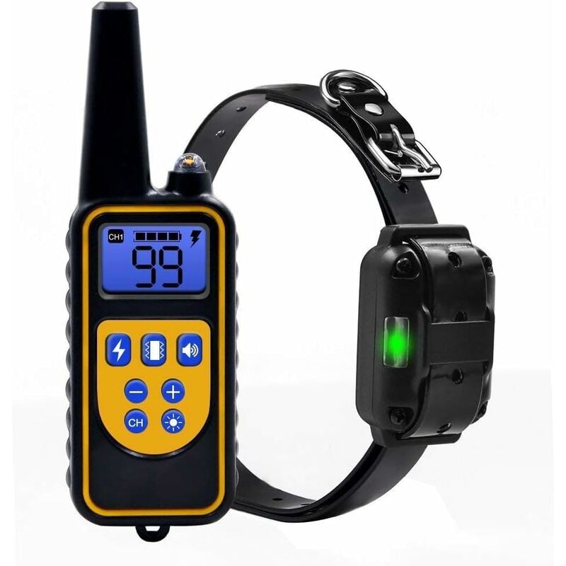 Serbia - Collier de Dressage pour Chiens Rechargeable et IP67 Étanche avec Distance de 800m avec 99 Niveaux de Mode Vibration, Choc Electrique,