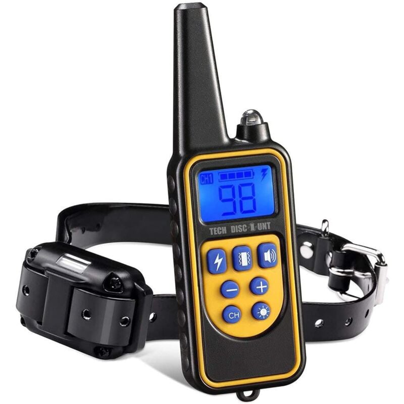 SNQ - Collier de Dressage pour Chiens Rechargeable, Portée de 1000m, avec Mode Vibration, Son, Choc Statique et Lumière, IPX67 Résistant à L'Eau,