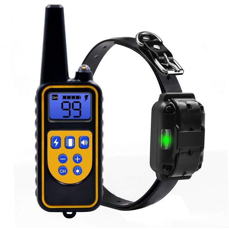 Collier de Dressage pour Chiens Rechargeable, Portée de 800m, avec Mode Vibration, Son, Choc Statique et Lumière, IPX67 Résistant à L’Eau, Adapté Aux