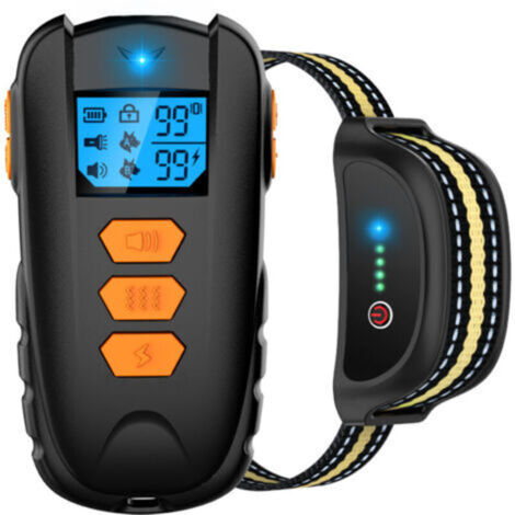 Collier de Dressage pour Chiens,Portée de 500 Mètres et Verrouillage de Sécurité du Clavier, Collier Électrique avec Modes Son, Vibration et Choc, Résistant à l'eau IP67 et Rechargeable