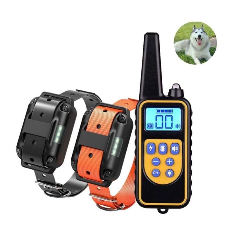 Cyslmuk - Collier de Dressage pour Deux Chiens Rechargeable et IP67 Étanche avec Distance de 800m avec 99 Niveaux de Mode Vibration, Choc Electrique,