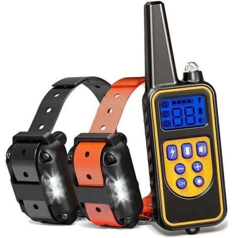 Collier de Dressage pour Deux Chiens Rechargeable et IP67 étanche avec Distance de 800m avec 99 Niveaux de Mode Vibration, Choc Electrique, Sonore.