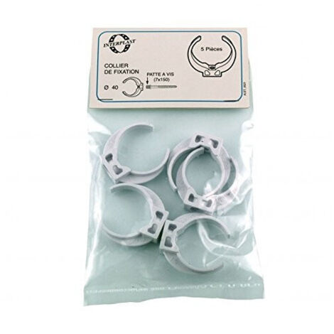 collier de fixation tuyau pvc, lyre pvc ø 40 blanc x 5 pces - Interplast