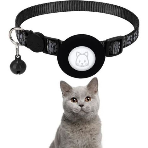 Collier de localisation pour chat SURENHAP - Noir - Réfléchissant - GPS léger