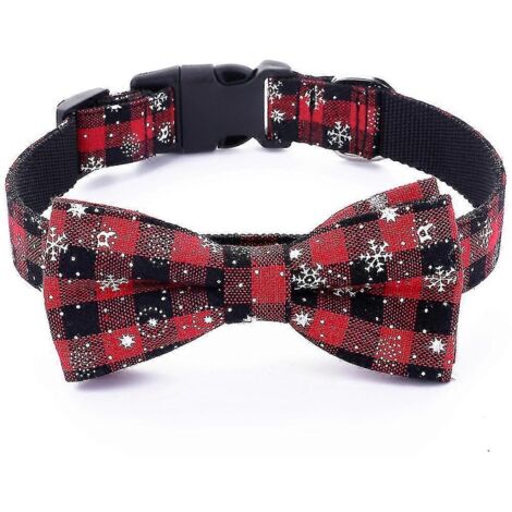 Collier de Noël pour chien, motif flocons de neige, rouge, ajustable, avec lien, disponible en 4 tailles (rouge-L).