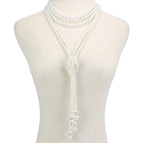 Collier de perles Vintage Collier de fausses perles Flapper Beads Cluster Long Necklace pour Gatsby 1920s Accessoires pour femmes