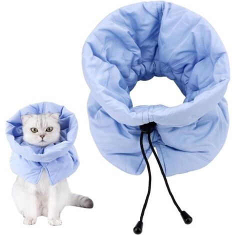 Collier de Récupération Chat Collier Élisabéthain Doux Collier de Protection Anti-léchage pour Chat Cônes de Récupération Réglable,M