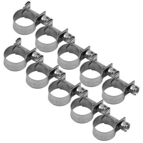 Collier de serrage, 10PCS collier de serrage de tuyau de carburant en acier inoxydable(13-15mm)