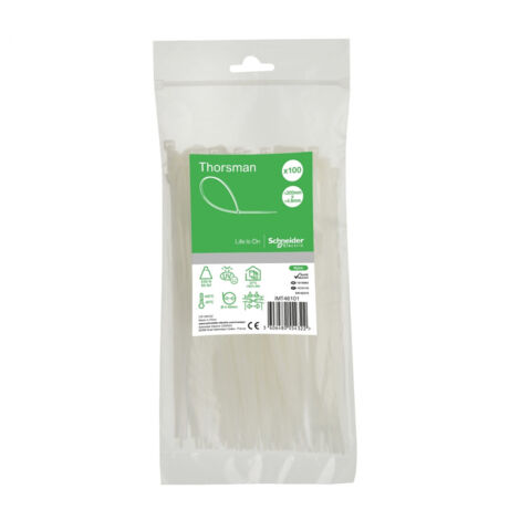 Collier de serrage 200x4.8mm incolore (sachet de 100) polyamide usage intérieur Thorsman SCHNEIDER