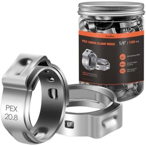 Collier de Serrage 20,8 mm en Acier Inoxydable – Inox à Une Oreille, Métallique pour Tubes PEX, Serflex Étanche, 120 Pièces 20,8mm (120pcs) -