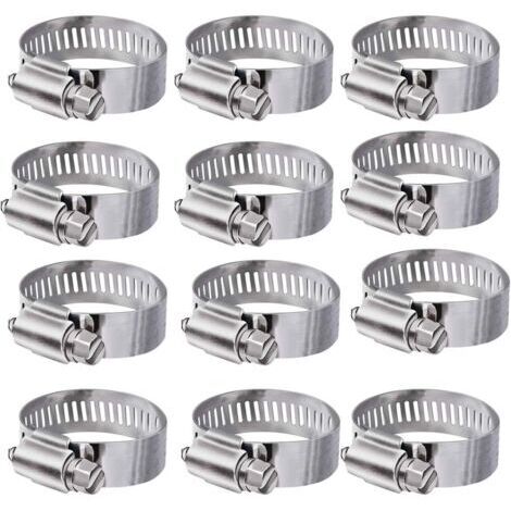Collier de Serrage 304 Collier INOX Ajustable en Acier Inoxydable Tuyau Pinces Clips Fixationpour Famille Tuyau d'eau,réservoir de gaz,Tube d'automobiles (16-25mm) GROOFOO