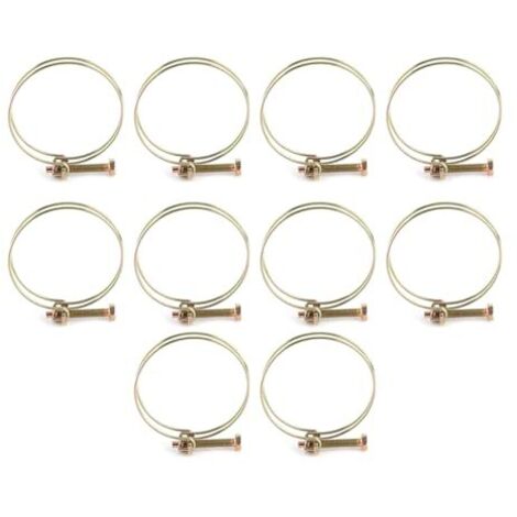 Collier de Serrage à Double Fil, 10 Pièces, Colliers Réglables en Fer avec Placage Zinc, Idéal pour la Plomberie et l'automobile, Tailles 13 Mm 16 (57mm (52-57)) - 57mm (52-57)