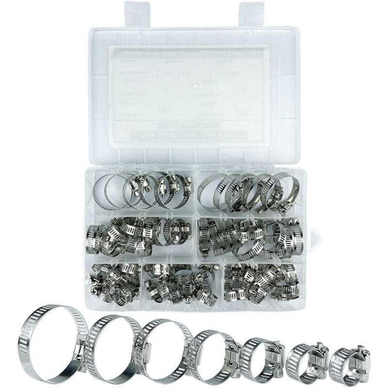 Collier De Serrage, Collier De Serrage Inox, 60 Pièces Collier Serrage Inox, 8-38mm 7 Tailles Différentes, Pour Piscines, Lave Linge, Lave Vaisselle,