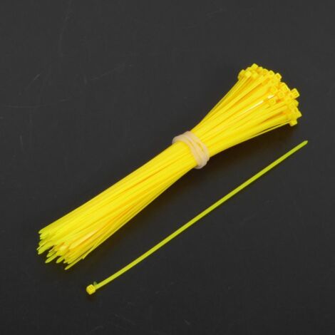 Collier de serrage cranté nylon jaune 2.5x200 pour auto moto quad