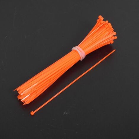 Collier de serrage cranté nylon orange fluo 2.5x200 pour auto