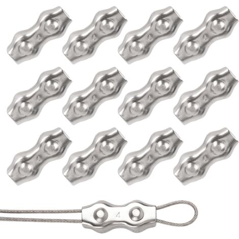Collier de serrage duplex M4, serre-câble 4 mm, en acier inoxydable 304, pour fil à linge, fixation sous auvent