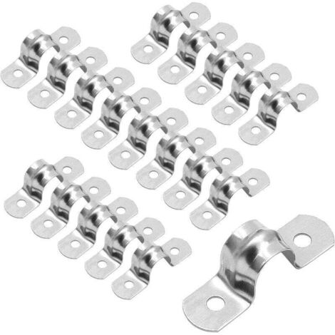 Collier de serrage en acier inoxydable de type U, collier de serrage semi-circulaire pour tuyau d'air et d'eau, fixations pour tuyaux d'eau - 20mm