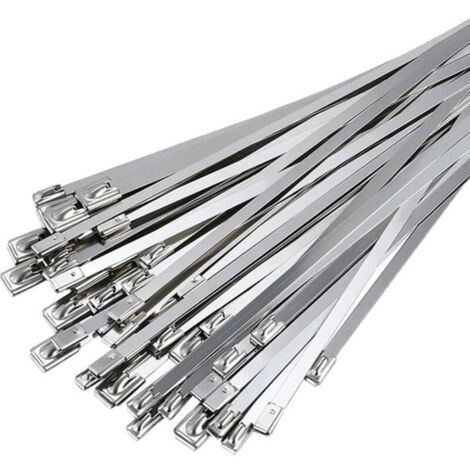 Collier de Serrage Inox 100 Pièces, 300mm×4,6mm Attache Câblées Acier Inoxydable, Collier de Serrage Inox Pour Enroulement D'écha