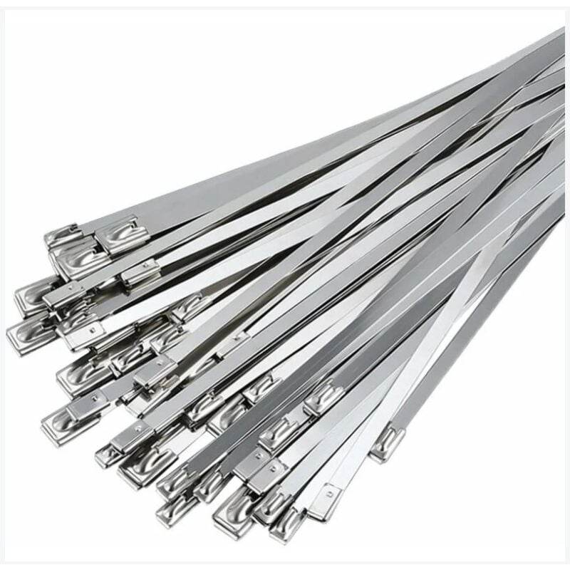 Collier de Serrage Inox 100 Pièces, 300mm×4,6mm Attache Câblées Acier Inoxydable, Collier de Serrage Inox Pour Enroulement D'échappement, Câbles