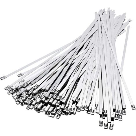 Collier de Serrage Inox 100 Pièces, 300mm×4,6mm Attache Câblées Acier Inoxydable, Collier de Serrage Inox Pour Enroulement D'échappement, Câbles Groupés, Entretenir les Clôtures et les Auvents