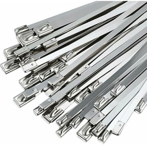 Collier de Serrage Inox 50 Pièces, 300mm×4,6mm Attache Câblées Acier Inoxydable, Collier de Serrage Inox Pour Enroulement D'échappement, Câbles Groupés, Entretenir les Clôtures et les Auvents