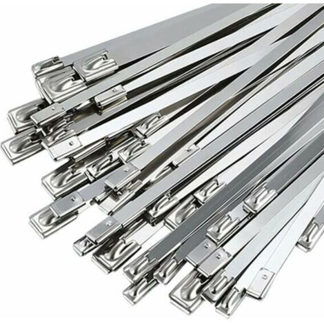 Collier de Serrage Inox 50 Pièces, 300mm×4,6mm Attache Câblées Acier Inoxydable, Collier de Serrage Inox Pour Enroulement D'échappement, Câbles Groupés, Entretenir les Clôtures et les Auvents