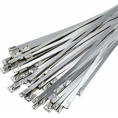 Collier de Serrage Inox 50 Pièces, 300mm×4,6mm Attache Câblées Acier Inoxydable, Collier de Serrage Inox Pour Enroulement D'échappement, Câbles Groupés, Entretenir les Clôtures et les Auvents