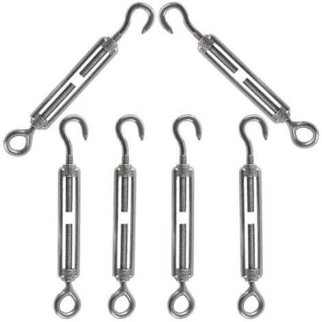Collier de serrage M5, serre-câble à crochet et œillet, en acier inoxydable 304, serre-câble réglable, utilisé pour fixer un fil d'acier, une antenne ou une corde à linge.