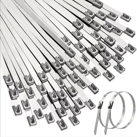 Collier de Serrage Métallique 150 x 4,6mm, 100 Pièces Serre Câble en Acier Inoxydable Argent Attaches de Câble Robustes - Zip Ties Metal - Résistance à la 120KG