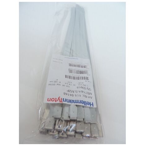 Collier de serrage métallique 362X7.9mm avec verrouillage à bille inox (sachet de 50) Ø 102mm MBT14HS HELLERMANN TYTON 111-94148