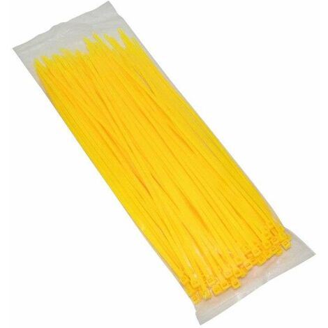 Collier de serrage plastique 250mm nylon 3,6mm attache serre câble universel jaune (100 pcs)