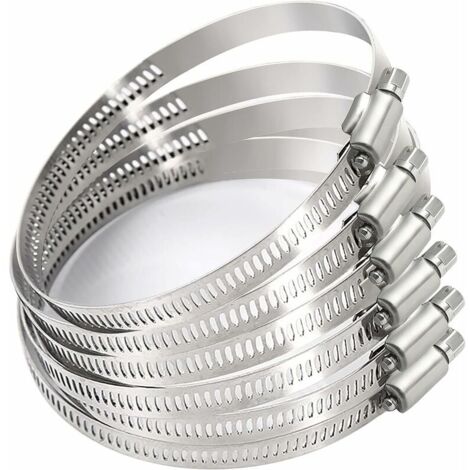 Collier de serrage réglable cerceau de tuyau en acier inoxydable 6 pièces engrenage à vis sans fin réglable 91mm-115mm-LIAIKI