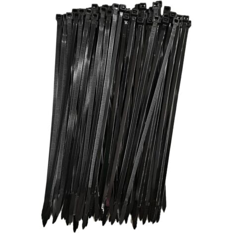 Collier de Serrage Réutilisable Plastique, 250 mm x 7,6 mm, Attache Câble Réutilisables, Serre Câbles Rilsan Nylon, Colliers Serre-Cable 250mm, Noir, Lot de 100 Pièces