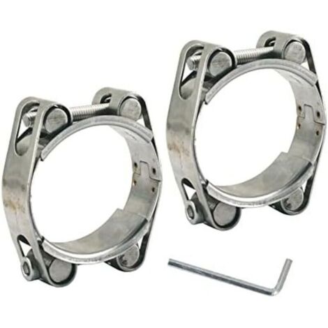 Collier de serrage robuste en acier inoxydable 304 à double tête double couche 45-55 mm Largeur de la bande 20 mm (2 pièces avec clé)