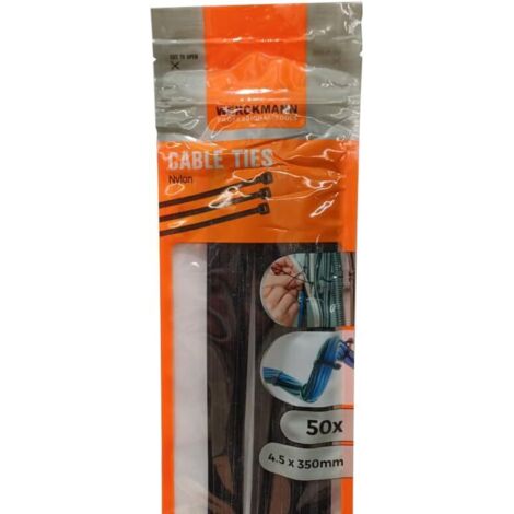 Collier de serrage, sachet 50 riselans 4,5x350 mm, noir
