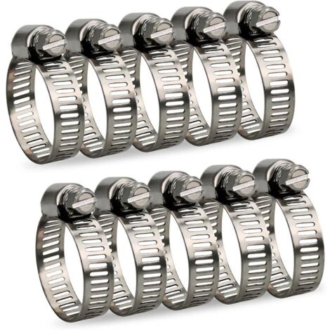 Collier De Serrage Tuyau Réglable 16-25mm Gamme En Acier Inoxydable 304 Assortiment Tuyau Pinces Clips Pour Famille Tuyau D'eau, Home Gaz, Tube D'automobiles, Robinet 10 Pièces (16-25mm)