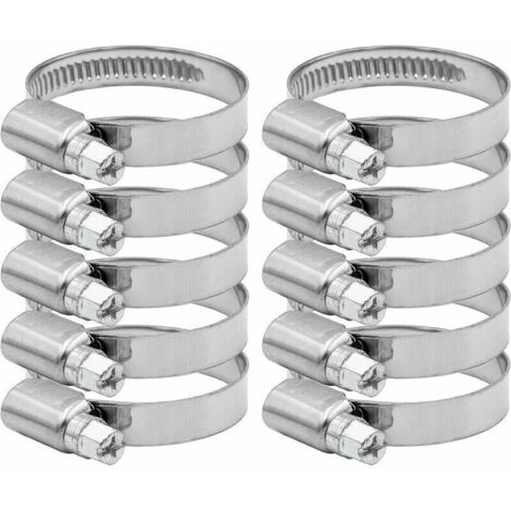 Collier de Serrage Tuyau Réglable 27-51mm Gamme en Acier Inoxydable 304 Assortiment Tuyau Pinces Clips pour Famille Tuyau D'eau, Home Gaz, Tube D'automobiles, Robinet 10 Pièces (12mm),de DEBUNS