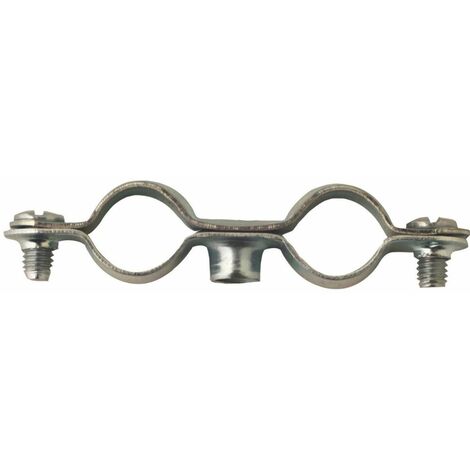 Collier Double Plomberie pour Tube Diam.24 Acier Zn- Embase M7X150