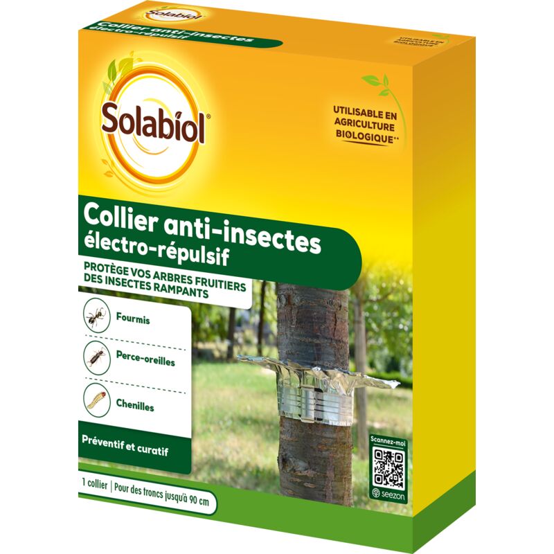 Solabiol - Collier Anti-Insectes - Electro-Répulsif - Protection Arbres Fruitiers - 1 collier