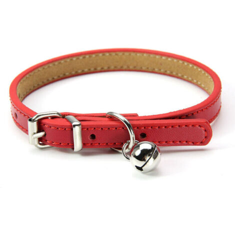 Collier en cuir pour chats et chiots, réglable 20cm-27cm cm-rouge