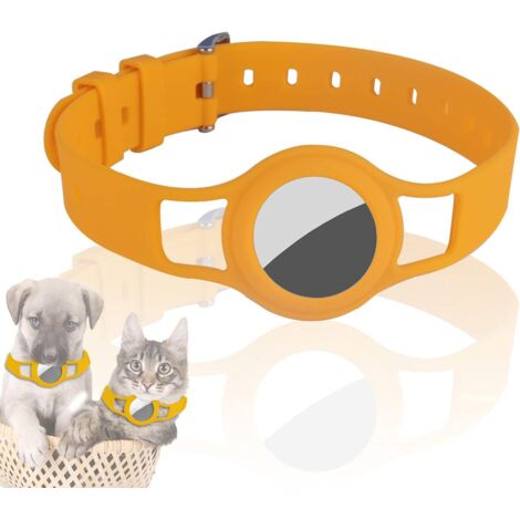 Collier en SiliCône pour Chiens et Chats Compatible avec APôle AirTag 2021, 20-40 cm Durable et sûr Longueur réglable, Housse pour Accessoires Pet Finder (1 Pièce, Jaune)-Fei Yu