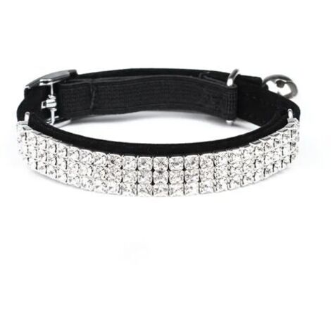 Collier en velours doux réglable pour chat avec strass et clochettes