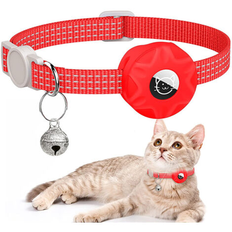 Collier étanche pour chat avec support AirTag et boucle de sécurité, largeur 3/8", compatible traceur GPS Apple AirTag pour chat et chiot.