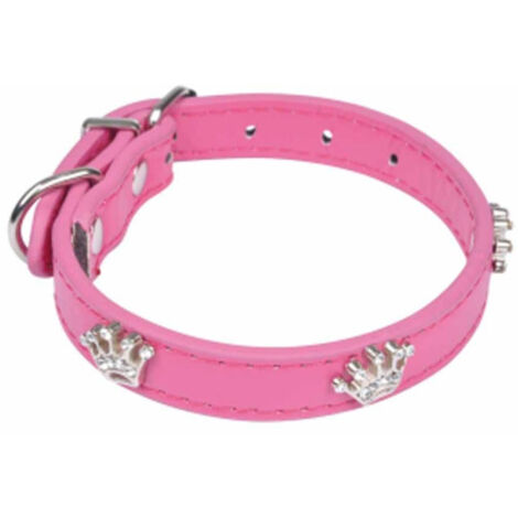 Collier Fantaisie pour Chien "Couronnes" 35cm Fuchsia