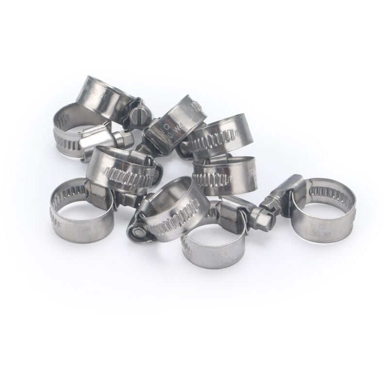 Collier de serrage inox largeur 12 mm Aroz 12 à 20 mm x10 colliers